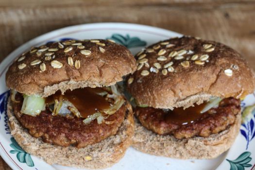close up of vegetarian soja burger