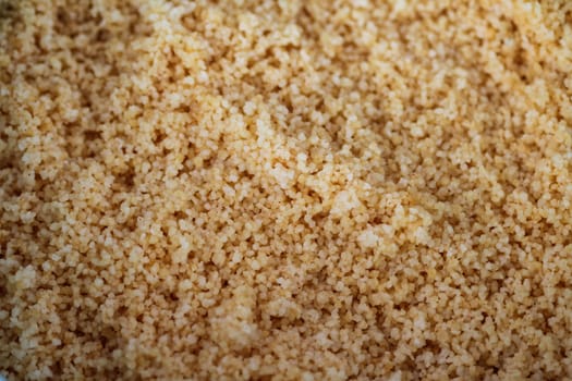 close up of couscous served in the kitchen