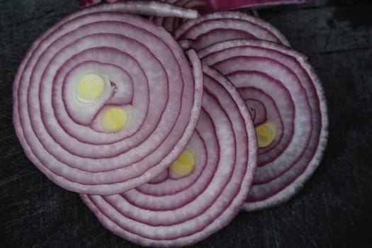 close up of sliced red onion