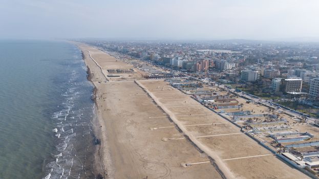 Rimini Sea coast beach Italy aerial drone top view