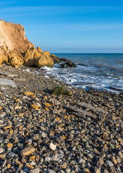 Warm late autumn day on the seashore near the village of Fontanka, Odessa region, Ukraine