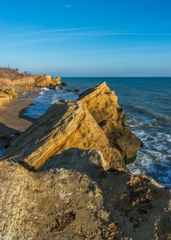 Rocks near the Black Sea coast near the village of Fontanka, Odessa region, Ukraine