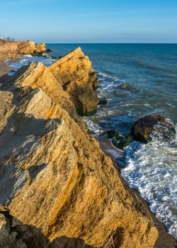 Rocks near the Black Sea coast near the village of Fontanka, Odessa region, Ukraine