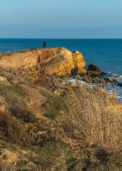 Warm late autumn day on the seashore near the village of Fontanka, Odessa region, Ukraine