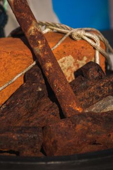 An old rusty hammer in the harbour