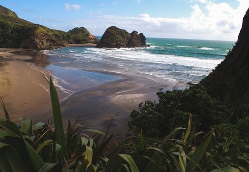 A lookout point over a large beach