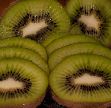 A couple of sliced juicy kiwi friuts