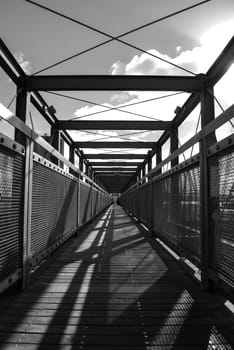 A black and white symmetrical walkway