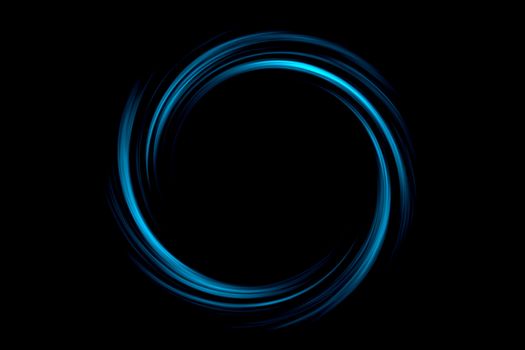 Abstract black hole with light blue circle on black background
