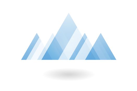 Abstract geometric pattern, blue overlapping triangle mountain logo