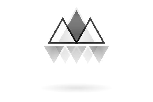 Abstract geometric pattern, monochrome overlapping triangle mountain logo