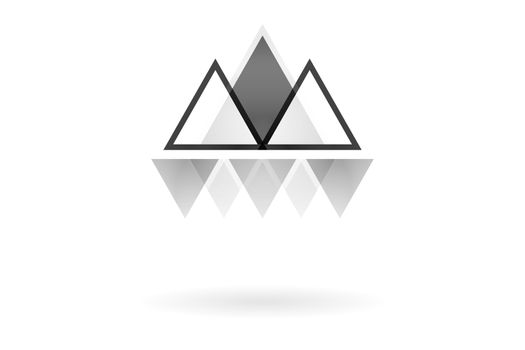 Abstract geometric pattern, monochrome overlapping triangle mountain logo