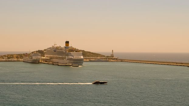 Cruise Boat in the Port of Ibiza Spain