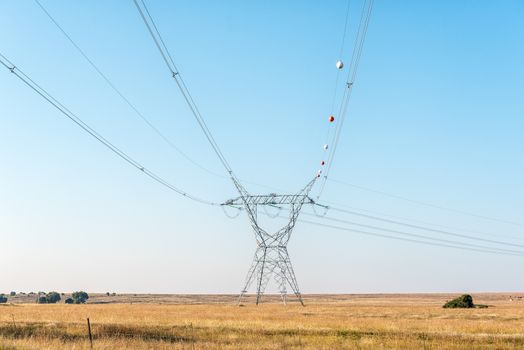 High voltage electricity infrastructure near Winburg in the Free State Province of South Africa