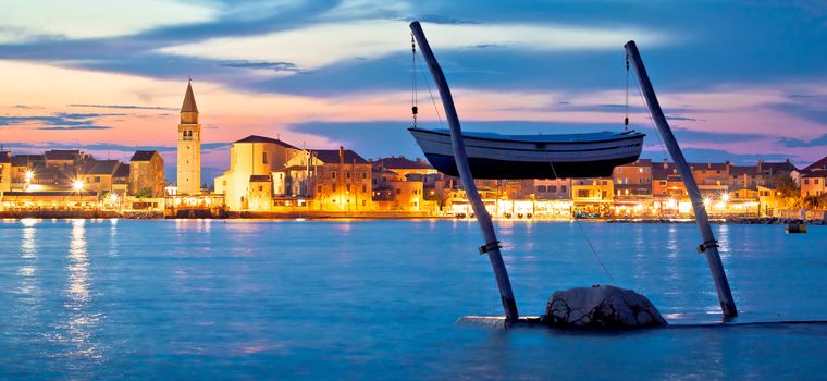 Town of Umag waterfront and coast evening view, tourist destination in Istria, Croatia
