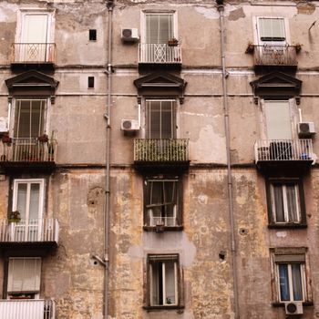 Old Apartment Building in Naples Italy