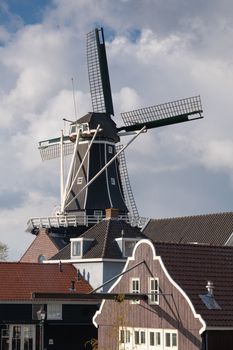 Old windmill in the city center of Haarlem, Netherlands