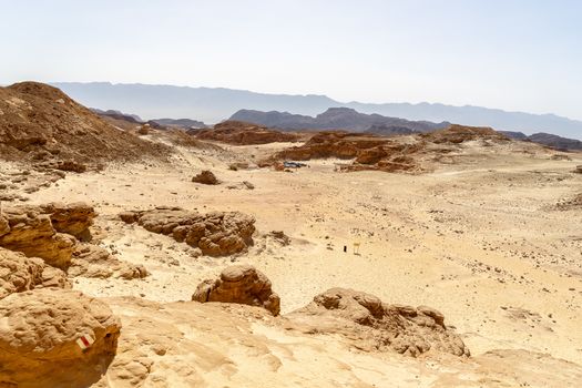 Hiking in desert nature landscape for health and vacation