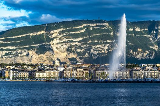 Geneva lake and city in Switzerland.