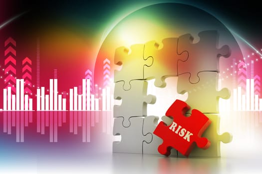 Finance concept: Risk on red puzzle piece