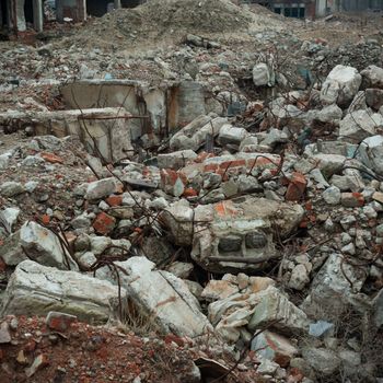 ruins of a very heavily polluted industrial factory, industrial series