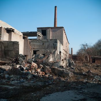 ruins of a very heavily polluted industrial factory, industrial series