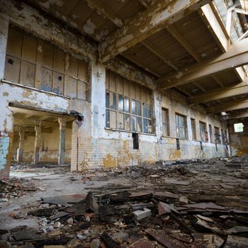 ruins of a very heavily polluted industrial factory, industrial series