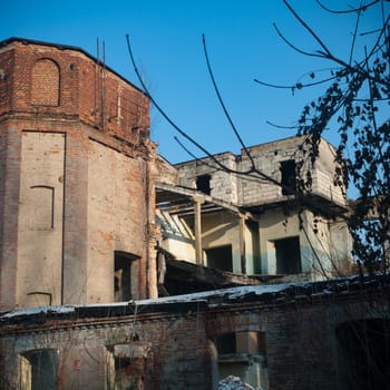 ruins of a very heavily polluted industrial factory, industrial series