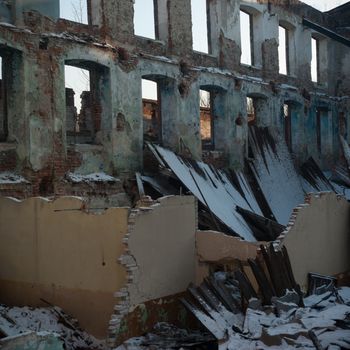 ruins of a very heavily polluted industrial factory, industrial series