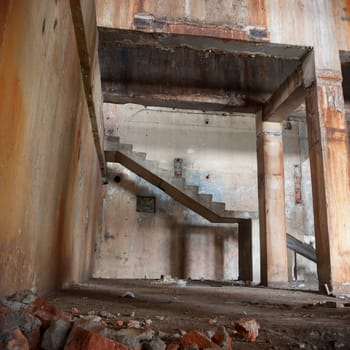 ruins of a very heavily polluted industrial factory, industrial series