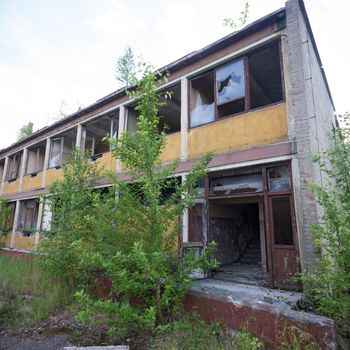 ruins of a very heavily polluted industrial factory, industrial series