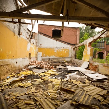 ruins of a very heavily polluted industrial factory, industrial series