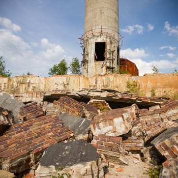 ruins of a very heavily polluted industrial factory, industrial series