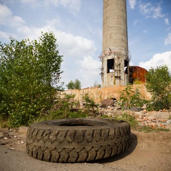 ruins of a very heavily polluted industrial factory, industrial series