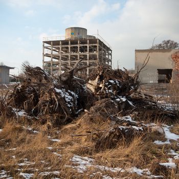ruins of a very heavily polluted industrial factory, industrial series