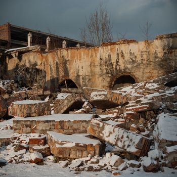 ruins of a very heavily polluted industrial factory, industrial series