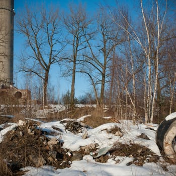 ruins of a very heavily polluted industrial factory, industrial series