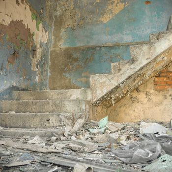 ruins of a very heavily polluted industrial factory, industrial series