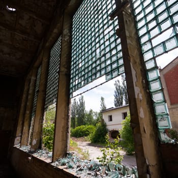 ruins of a very heavily polluted industrial factory, industrial series