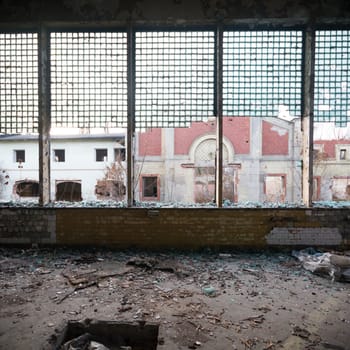 ruins of a very heavily polluted industrial factory, industrial series