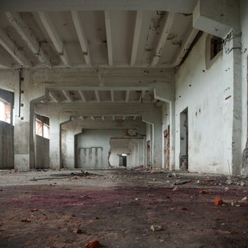 ruins of a very heavily polluted industrial factory, industrial series