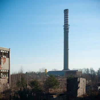 ruins of a very heavily polluted industrial factory, industrial series