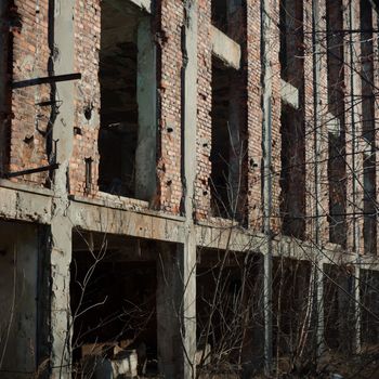 ruins of a very heavily polluted industrial factory, industrial series