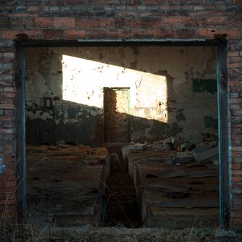 ruins of a very heavily polluted industrial factory, industrial series