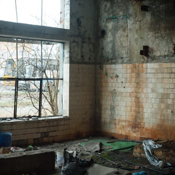 ruins of a very heavily polluted industrial factory, industrial series