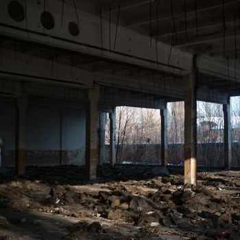 ruins of a very heavily polluted industrial factory, industrial series