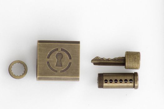 A practice locks used by locksmiths completely dissassembled