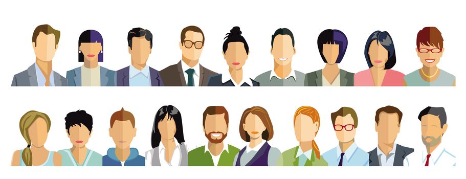 Persons portrait, faces illustration