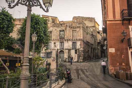 Characteristic buildings of Sicilian architecture in the town of Licata