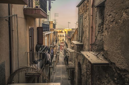 Characteristic alleyway belonging to the city of Licata in Sicily